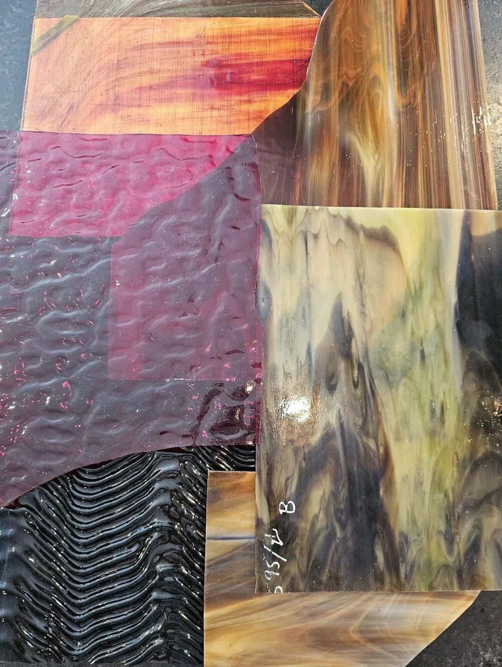 7 Lbs. Largest Scrap Glass Pieces For Stained Glass/Mosaic Shades Of Brown/Red